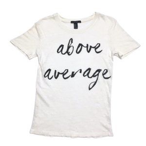 Forever 21 Ivory Above Average Quote Sheer Short Sleeve Shirt Size Small